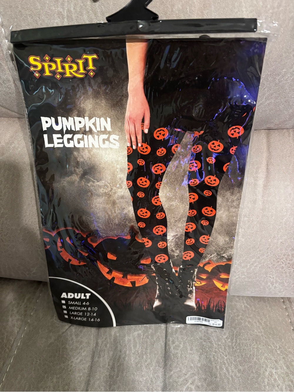NWT: Spirit Black Leggings with Orange Pumpkin Print